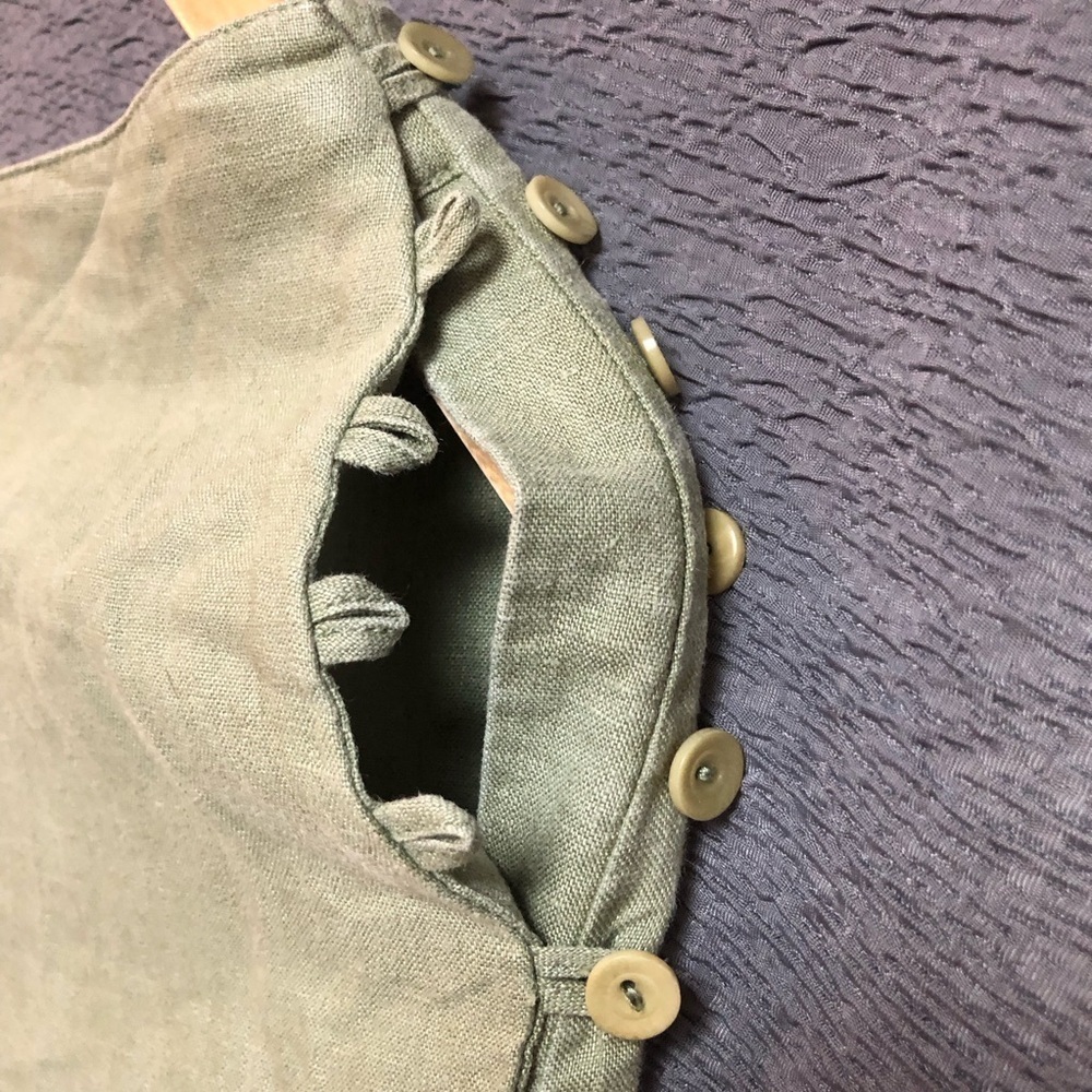 J Jill olive khaki flare skirt with buttons, side closure, embroidered satin - Picture 6 of 14